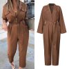 Casual Solid Color Cargo JumpsuitDressesCelmiaa-Rompers-Fashion-Jumpsuits