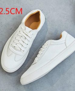 White Lace Up Chunky SneakersShoesFas-hion-White-Split-Leather-Wome