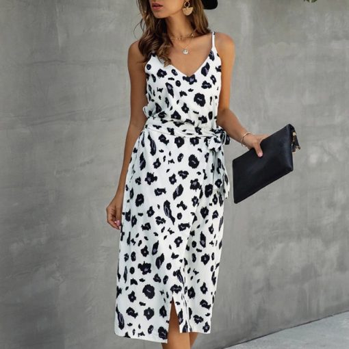Leopard Print Summer Dress – Dark GreenLeopard-Print-Girls-Holiday-Dres-1