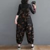 Korean Style Floral Print Denim JumpsuitSwimwearsLoose-Jeans-Black-Jumpsuit-Women-1