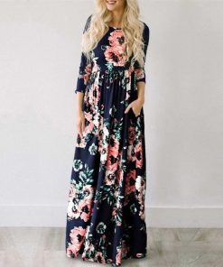 Summer Floral Print Maxi Long DressDressesWomen-Summer-ccFloral-Print-Maxi-D