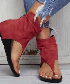 Flip Flop Zipper Gladiator SandalShoesLadies-Sandals-Clip-Toe-Flat-Wom