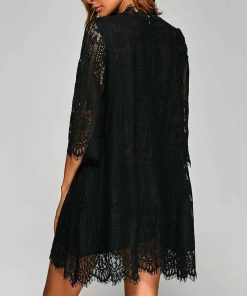 New Summer Lace Mini DressDressesPlus-Size-Women-3-4-Sleeve-Loose