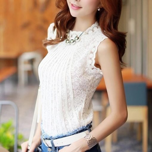 White Lace Korean BlouseTopsWomen-Spring-Summer-Style-Lace-b-1