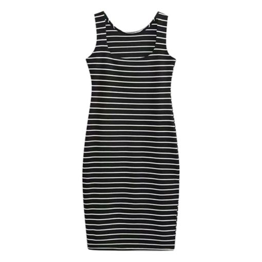 Stripe Print Sleeveless Mini DressDressesNew-Casual-summ.-er-dress-Women-St