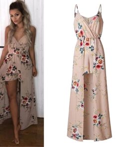 Bohemian Floral Print DressDressesWomen-Bohe-mian-V-Neckline-Dress