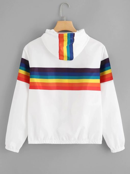 Rainbow Printed Hooded JacketTopsAutumn.-Hooded-Women-s-Bomber-Jac