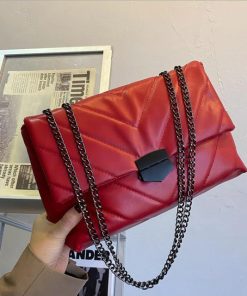 PU Leather Messenger BagHandbagsNew-Casual-Chain-Crossbody-Bags