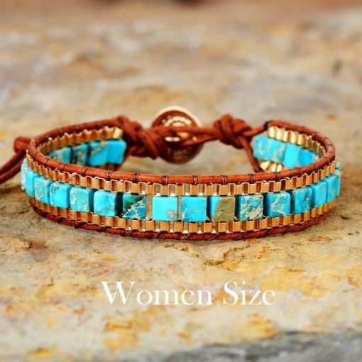 Turquise Stones Gold Chain BraceletJewelleriesNew-Women-Wrap-Bracelets-Turquis-1