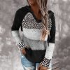 Patchwork Leopard Print Hooded SweaterTopsWomen-Hooded-Sweater-Knit-Hollow
