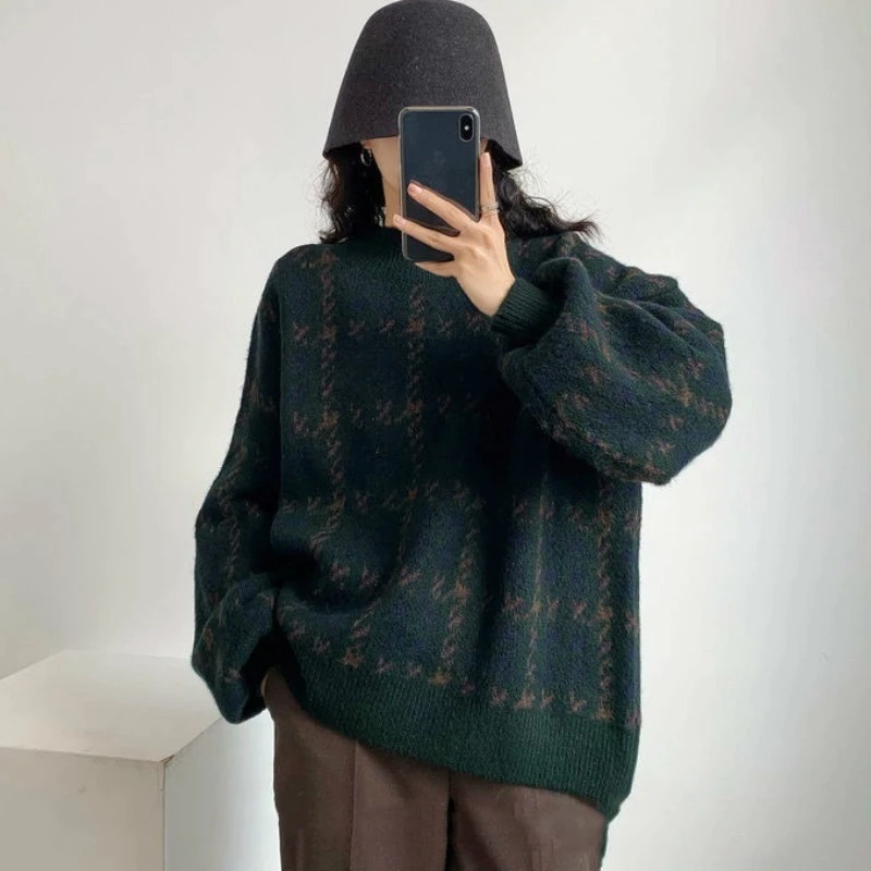 Patchwork Loose Lantern Sleeve Sweater – Miggon