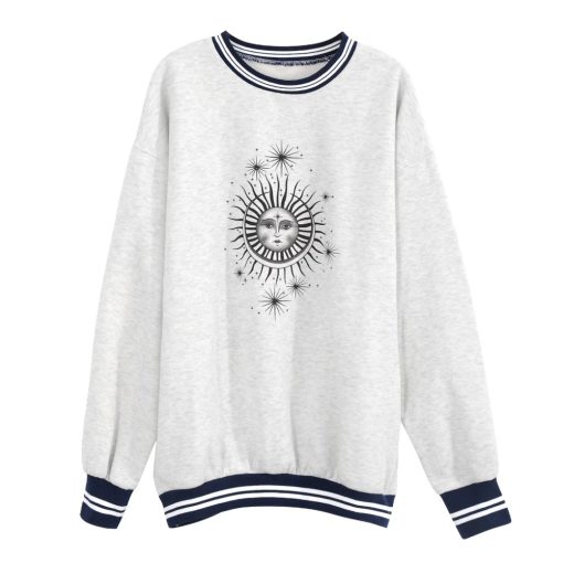 Plus Size Warm SweatshirtTopsPlus-Size-Autu.-mn-Winter-Sun-Star