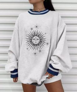 Plus Size Warm SweatshirtTopsPlus-Size-Autumn-Winter-Sun-Star