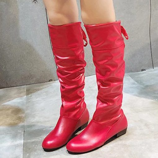 Long Leather BootsBootsWoman-Knee-Hig.-h-Boots-Red-Black