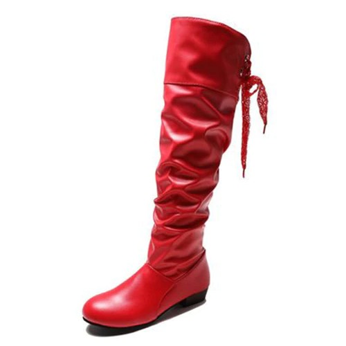 Long Leather BootsBootsWoman-Knee-High-Boots-Red-Black-3