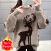 Turtleneck Thick Fleece Deer Print Christmas SweaterTopsChristmas-Deersds-Fashion-Women-s-S