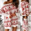 Christmas Mini Party Sweater DressDressesmainimage0Christmas-Sweater-Dress-For-Women-Winter-Autumn-Knitted-Clothing-Long-Sleeve-Pullover-Casual-Mini-Party-Dress