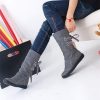 New Fashion Mid-Calf BootBootsmainimage0Women-Fashion-Mid-Calf-Boots-Platform-Boots-Slip-On-Lace-up-Solid-Flat-Heels-Ladies-Casual
