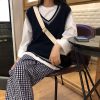 V-Neck Korean SweaterTopsmainimage13-colors-2019-autumn-and-winter-preppy-style-v-neck-knitted-sleeveless-vest-sweaters-womens-pullovers