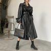 Korean Oversized Leather Trench CoatTopsmainimage1Lautaro-Long-oversized-leather-trench-coat-for-women-long-sleeve-lapel-loose-fit-Fall-Stylish-black