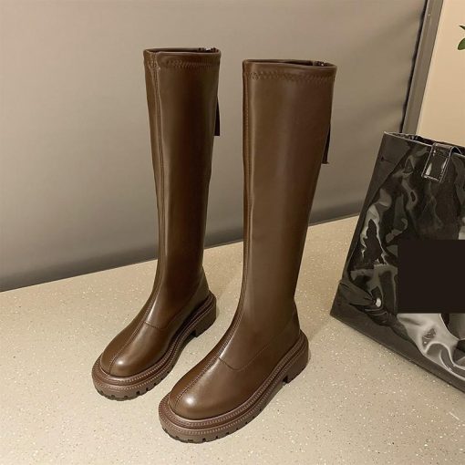 High Quality Waterproof Long BootsBootsmainimage22022-Winter-Long-Brand-Women-s-Boots-Knee-High-Luxury-Chelsea-Chunky-Platform-Shoes-Ytmtloy-Zipper