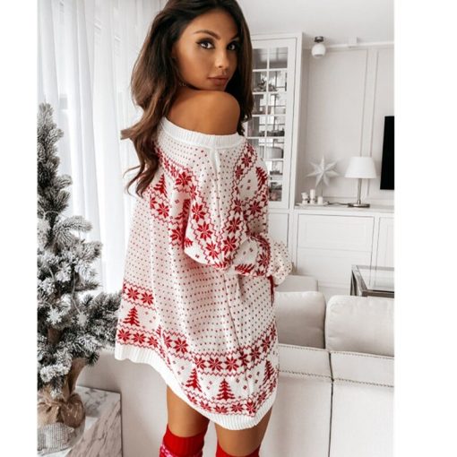 Christmas Mini Party Sweater DressDressesmainimage2Christmas-Sweater-Dress-For-Women-Winter-Autumn-Knitted-Clothing-Long-Sleeve-Pullover-Casual-Mini-Party-Dress