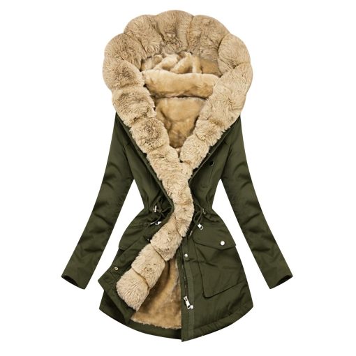 Winter Warm Plush CoatTopsmainimage2Winter-Women-Jacket-Warm-Plush-Casual-Loose-Hooded-Coat-Mixed-Color-Patchwork-Winter-Outwear-Faux-Fur