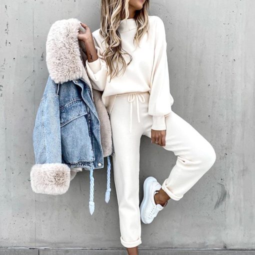Solid Color Stunning 2 Piece TracksuitBottomsmainimage2Women-s-Tracksuit-2-Piece-Sets-Autumn-Solid-Fashion-Casual-Outfits-Long-Sleeve-Tops-High-Waist