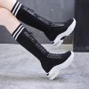 High Heel Long Black BootsBootsmainimage42020-new-Women-s-Boots-Round-head-knitting-7cm-Thin-Internal-increase-Sock-Boots-Black-Female