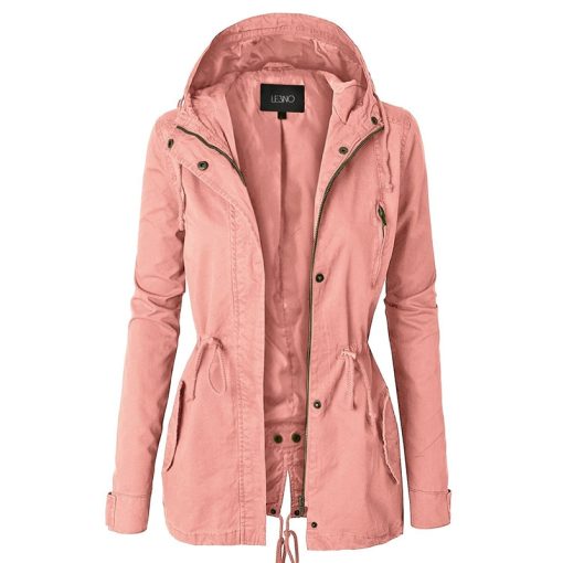 Cotton Hooded Women JacketTopsmainimage5New-Fashion-Cotton-Coat-Long-Sleeves-Hooded-Coat-Zip-Jacket-Waist-Collection-Casual-Sport-Women-Clothes