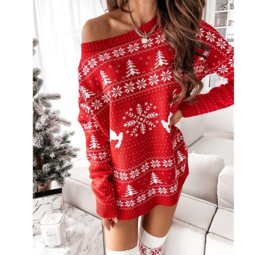 Christmas Mini Party Sweater DressDressesvariantimage0Christmas-Sweater-Dress-For-Women-Winter-Autumn-Knitted-Clothing-Long-Sleeve-Pullover-Casual-Mini-Party-Dress