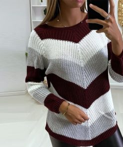 New Fashion Chic Striped Knitted SweaterTopsvariantimage2New-Fashion-Chic-Striped-Long-Sleeve-Tops-Pullovers-Women-Elegant-Round-Neck-Long-Sleeve-Sweaters-Winter
