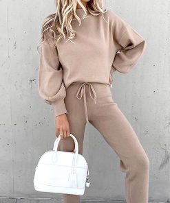 Solid Color Stunning 2 Piece TracksuitBottomsvariantimage2Women-s-Tracksuit-2-Piece-Sets-Autumn-Solid-Fashion-Casual-Outfits-Long-Sleeve-Tops-High-Waist