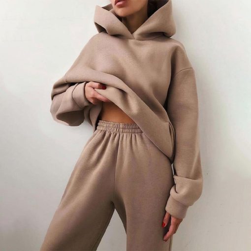Two Piece Oversized TracksuitBottomsvariantimage2Women-s-Tracksuit-Suit-Autumn-Fashion-Warm-Hoodie-Sweatshirts-Two-Pieces-Oversized-Solid-Casual-Hoody-Pullovers