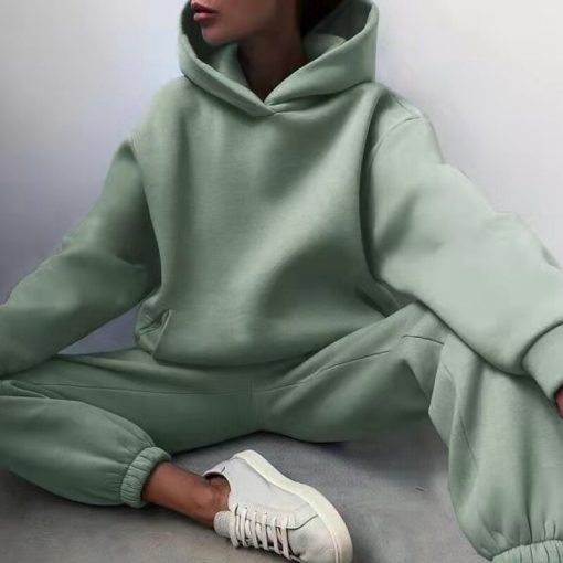 Two Piece Oversized TracksuitBottomsvariantimage3Women-s-Tracksuit-Suit-Autumn-Fashion-Warm-Hoodie-Sweatshirts-Two-Pieces-Oversized-Solid-Casual-Hoody-Pullovers