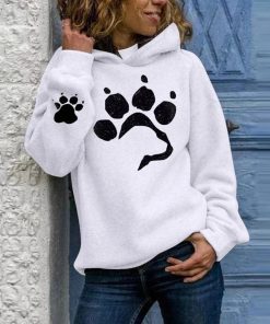Dog Paws Warm Hoodie-SweatshirtTopsDog-paw-Print-Women-s-Hoodies-Li-1