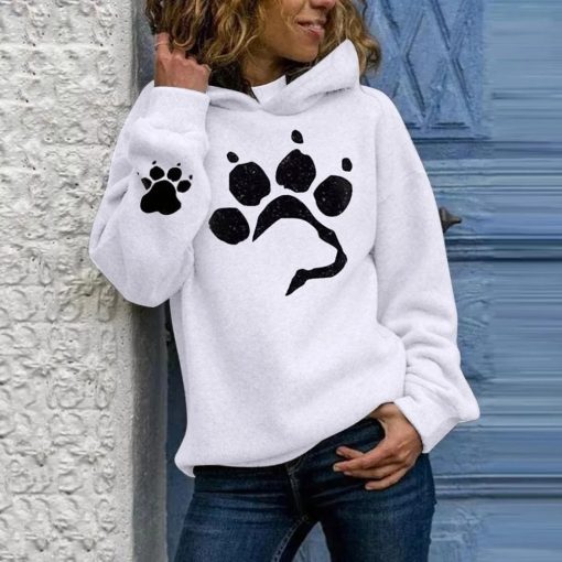 Dog Paws Warm Hoodie-SweatshirtTopsDog-paw-Print-Women-s-Hoodies-Li-1