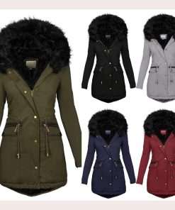 Women’s Slim Long Warm Snow CoatTopsFashion-Women-Slim-Long-Jacket-C