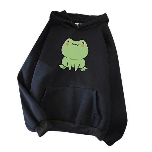 Women’s Frog Hoodie | Sweatshirt – BlackFrog-Hoodie-Vintage-Harajuku-Wom