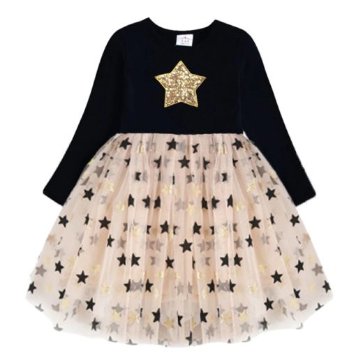 Cute Baby Girl Star DressKidsKids-Autumn-Winter-Dresses-for-G