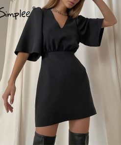 Black Short Sleeve Beautiful DressDressesSimplee-Luxury-black-short-sleev