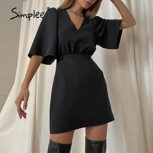 Black Short Sleeve Beautiful DressDressesSimplee-Luxury-black-short-sleev