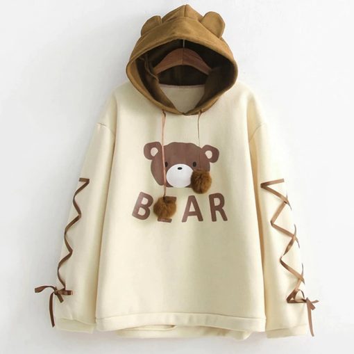 Women’s Bear Hoodies SweatshirtTopsWomen-kawaii-A-Bear-Cap-Hoodies-1