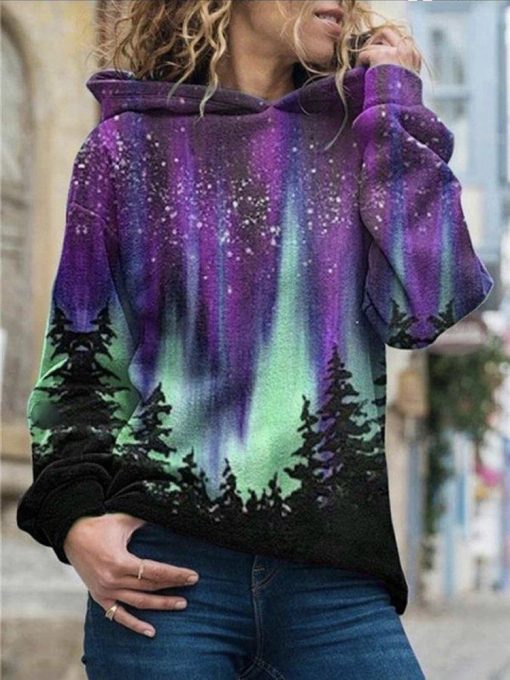 Women’s Forest Print Warm SweatshirtTopsmainimage1Autumn-and-Winter-New-Women-s-Tops-T-Shirts-Printed-Sweatshirt-Hoodie-Mountain-Forest-Print-Long