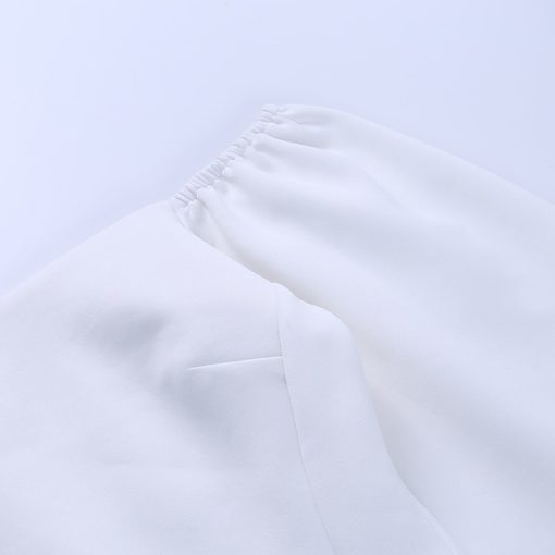 Sexy Slash Neck Lantern Sleeve ShirtTopsmainimage2Beyouare-Elegant-Women-s-T-Shirt-Sexy-Slash-Neck-Lantern-Sleeve-Bandage-Solid-White-Tops-2020