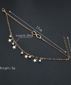 New Ankle Pearl Gold BraceletJewelleriesmainimage3Simple-Tassel-Double-Star-Pearl-8-Word-Female-Anklet-Barefoot-Crochet-Sandals-Foot-Jewelry-New-Ankle