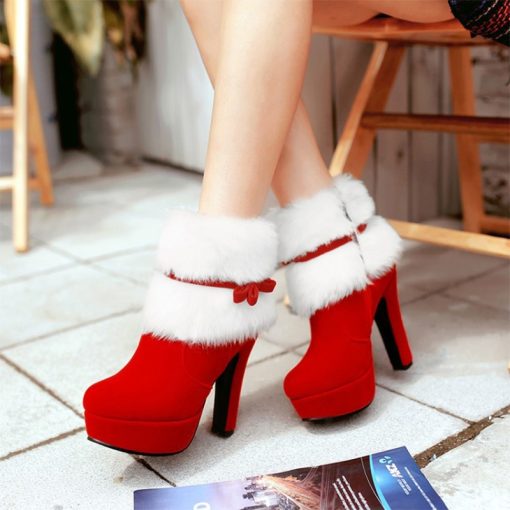 High Heel Ankle Christmas BootsBootsmainimage3Winter-Women-Boots-Christmas-Ankle-Boots-High-Heels-Ladies-Shoes-Femme-Warm-Short-Boots-Red-Black