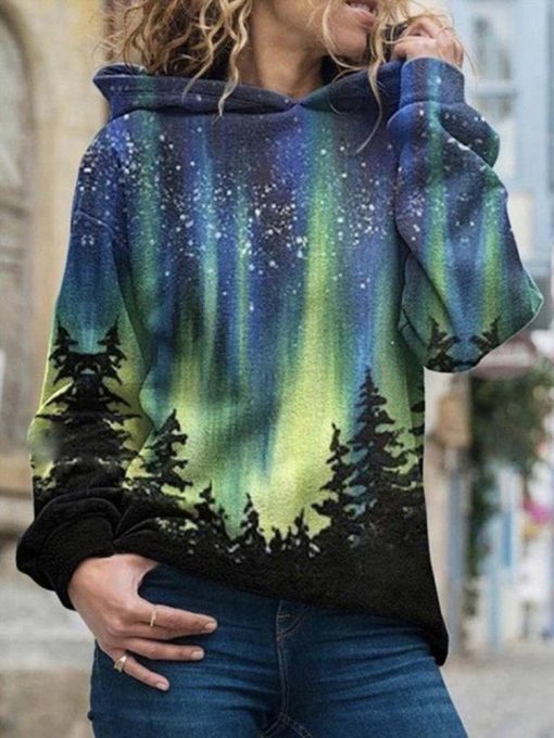 Women’s Forest Print Warm SweatshirtTopsmainimage4Autumn-and-Winter-New-Women-s-Tops-T-Shirts-Printed-Sweatshirt-Hoodie-Mountain-Forest-Print-Long