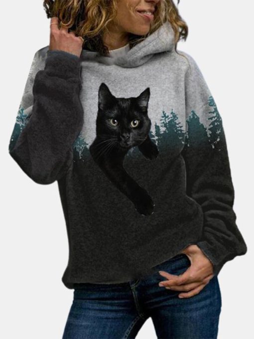 Cat Print Warm Hoodie-SweatshirtTopsvariantimage02021-New-Kawaii-Cat-Animal-Print-Casual-Women-Hooded-Sweatshirts-Long-Sleeve-Winter-Harajuku-Women-s