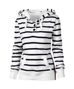 New Drawstring Stripe Hooded SweatshirtTopsvariantimage0Plus-Size-Stripe-Print-Women-39-s-Hoodie-Sweetshirts-Drawstring-Long-Sleeve-Hooded-Pullover-Sweatshirt-Tops